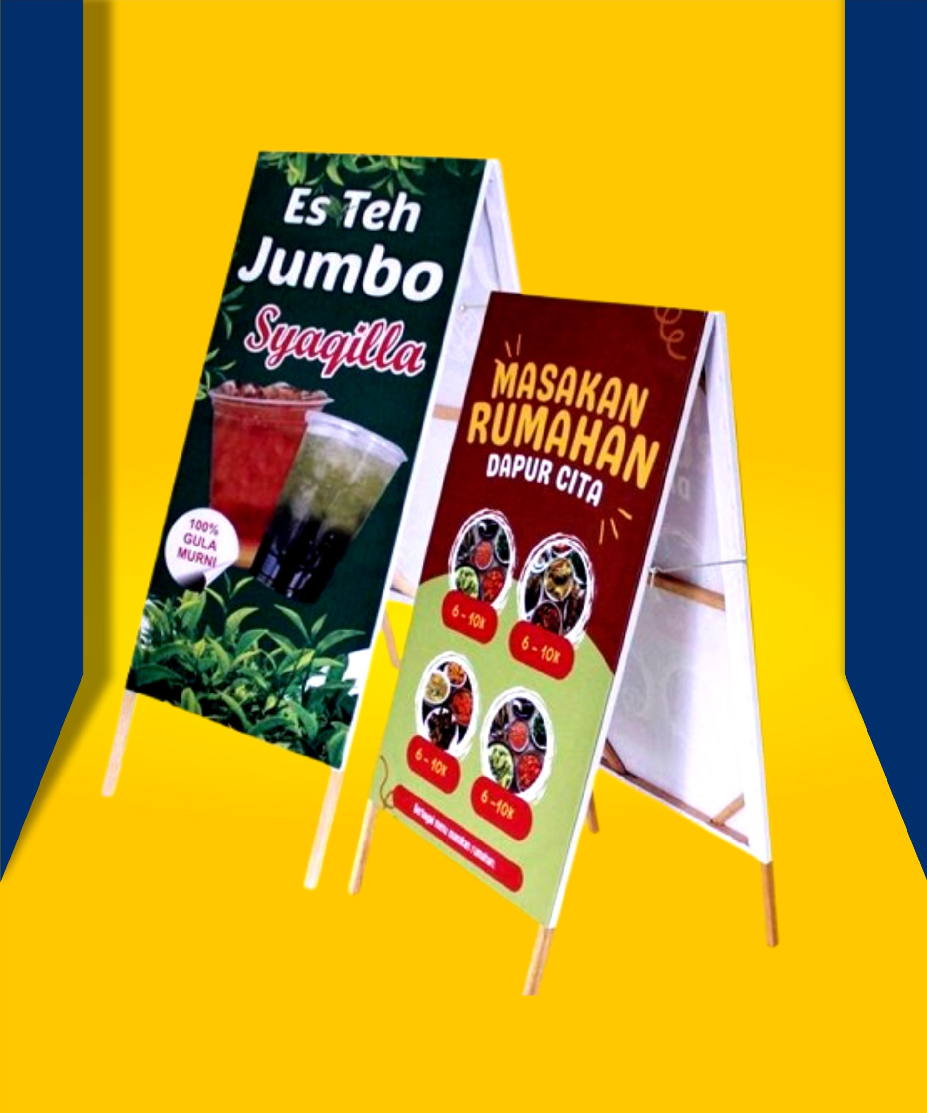 bikin stand baner segitiga cocok untuk jualan  di singaraja murah